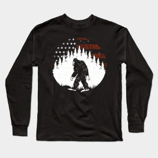 Bigfoot American Flag Long Sleeve T-Shirt